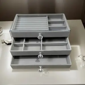 The latest multi-layer jewelry storage box with drawers, specially designed for earrings, rings, and necklaces. It is a large-capacity luxury home jewelry display box, suitable for family use.