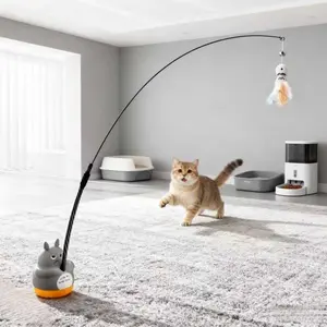 Cat Toy Wand Rotates 360 Degrees, Simulates Feather Effect, Ultimate Solution for Cat Boredom, Fixed and Handheld Modes, Ideal Gift for Cat Lovers