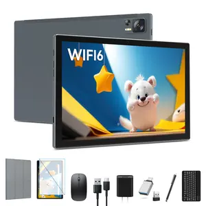 Kids Tablet 2025 Latest WiFi6 Android 14 Tablet 10 inch Case for Children, Parent Control, Educational Games 8+64GB ROM (1TB TF Support), Octa-Core| Google GMS Certification| 5+13 MP| 1.8GHz| 6000 mAh| Tablet with Keyboard Mouse Pen, Support Bluetooth 5.0