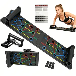Push Up Board Multifunctional Color Coded Trainer Board, Detachable Pull Bar Accessory, Portable Ab & Chest Training Machine