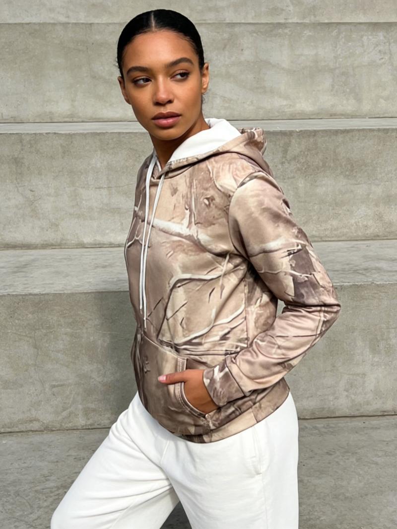 Womens Camo Maple Leaf Hoodie | Oversized Lightweight Printed Fleece Hooded Sweatshirt with Pocket | Camo Leaf Branch All over Print | Casual Fabric Womenswear Everyday Polyester Style Tops Breathable Long Sleeve Womens Camo Maple Leaf Hoodie | Oversized Lightweight Printed Fleece Hooded Sweatshirt with Pocket | Camo Leaf Branch All over Print | Casual Fabric Womenswear Everyday Polyester Style Tops Breathable Long Sleeve