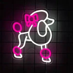 Dog Neon Signs for Wall Decor,Cute Poodle Dog Neon Lights Animal Neon Sign for Bedroom,Kids Room,Pet Shop,Art Wall Decoration,Pink Neon Light Birthday Gift for Girl Boy Dog Lovers