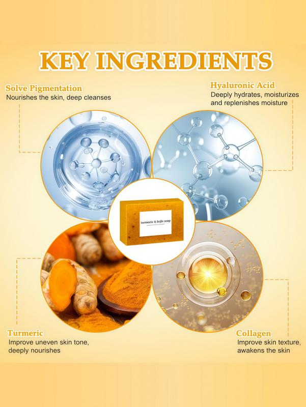 LMMAKE Natural Turmeric Kojic Acid Soap Bar - Triple Action Formula for Brightening Smoothing & Deep Cleansing Skin Reduces Dark Spots Improves Texture for Morning Night Facial Body Care