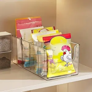 Clear 4-Section Kitchen Seasoning Storage Box, Adjustable Dividers, Fridge & Countertop Organizer for Spices, Condiments & Packets