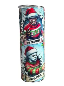 Breakthrough Horror Christmas - 20oz oz 20 oz. 20oz. - Skinny Straight Sublimation Tumbler - Amy's Tumbler Junkies - Your Favorite Tumbler Shop!