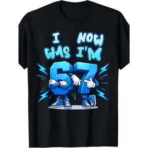 7 Year Old Birthday I was 6 Now I'm 7 67 Brainrot Kids T-Shirt |       Comfortable Tops for Spring and Summer, Casual Style, Crew Neck, Regular Sleeve, Sizes 120-160