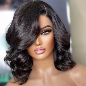 Jessie's Wig 14" Summer Wavy Bob Wig Glueless Human Hair Wigs Pre Cut 13x5 Lace Front Wig
