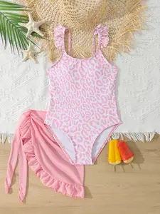 New Beach Printed European Style Girls' Bikini Two-Piece Set, Cute All over Print Swimsuit, Kids Swimwear, Summer Fashion, Swim Bodysuit