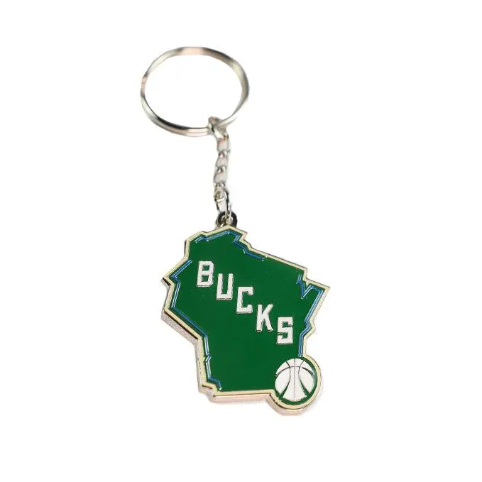 Pro Specialties Group State Logo Milwaukee Bucks Keychain