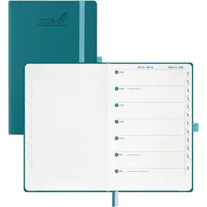 Weekly Planner 2026 2027 Dot-Grid Journal in  (5.5" x 8.5") 12 Month Academic Calendar with Tabs (Jul.26-Jun.27) for Student/School, 100gsm Thick Paper, PU Leather Hardcover - Teal