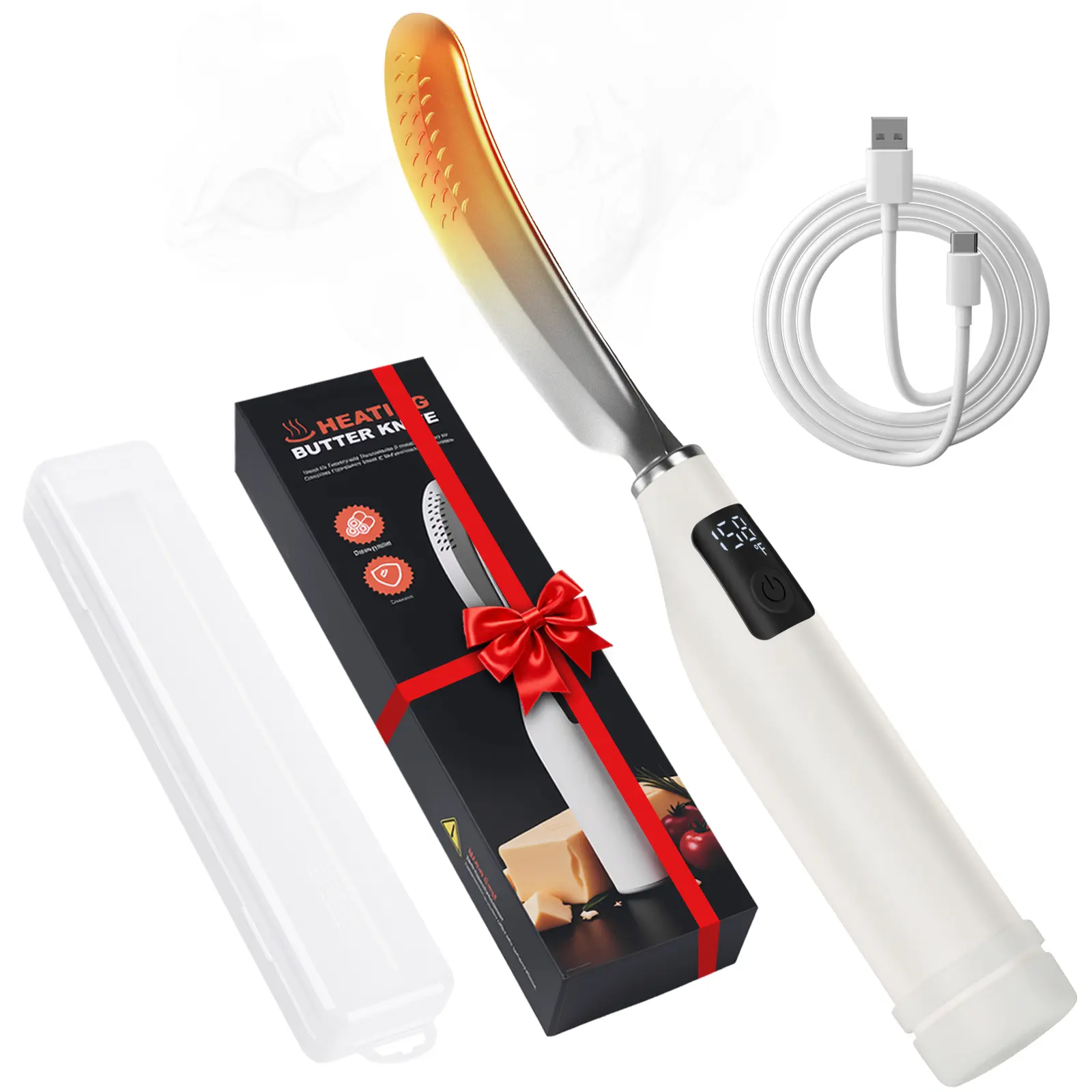 FGRSRZ Compact USB-C Rechargeable Electric Heated Butter Knife, 2026 Upgrade Food-Grade Stainless Steel Spreader, 158°F Quick Softening for Toast Baking, Specialty Kitchen Gadget Gift