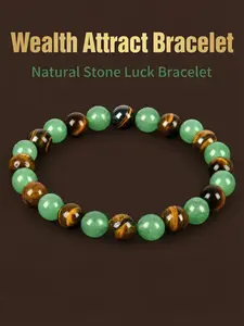 Arpurraina Money Attraction Bracelet with East Turquoise and Tiger Eye Stone, Blue Friendship Beaded Jewelry Gift