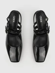 CIDER Point Toe Slingback Chunky Heels