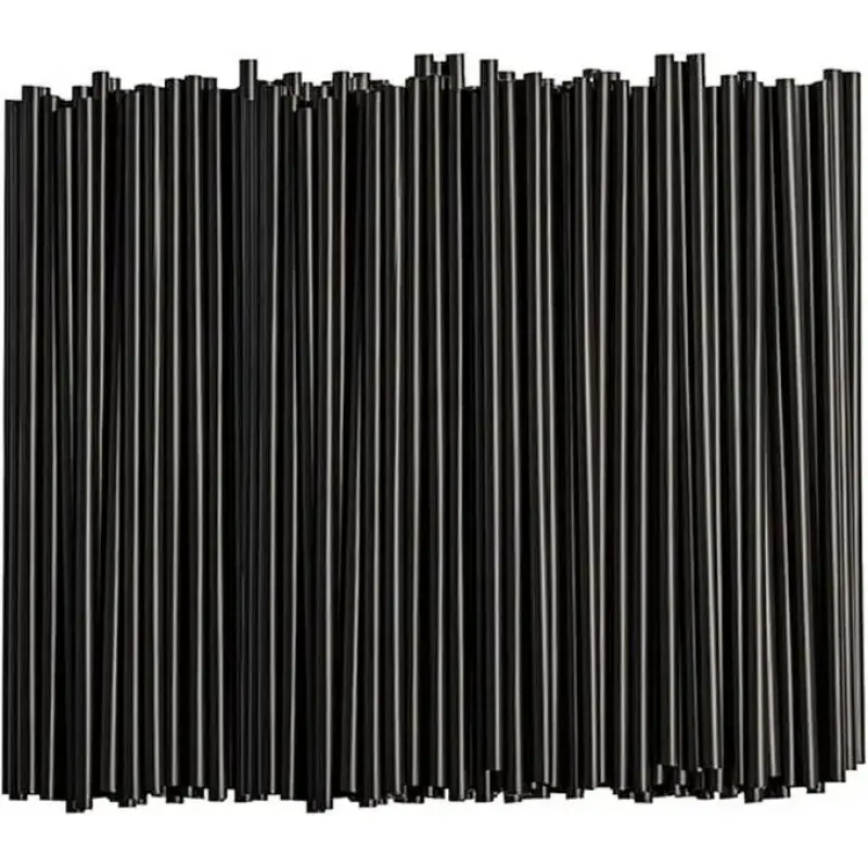 [250 Count] 7.75" High Black Straws, Disposable Plastic Drinking Straws - Black