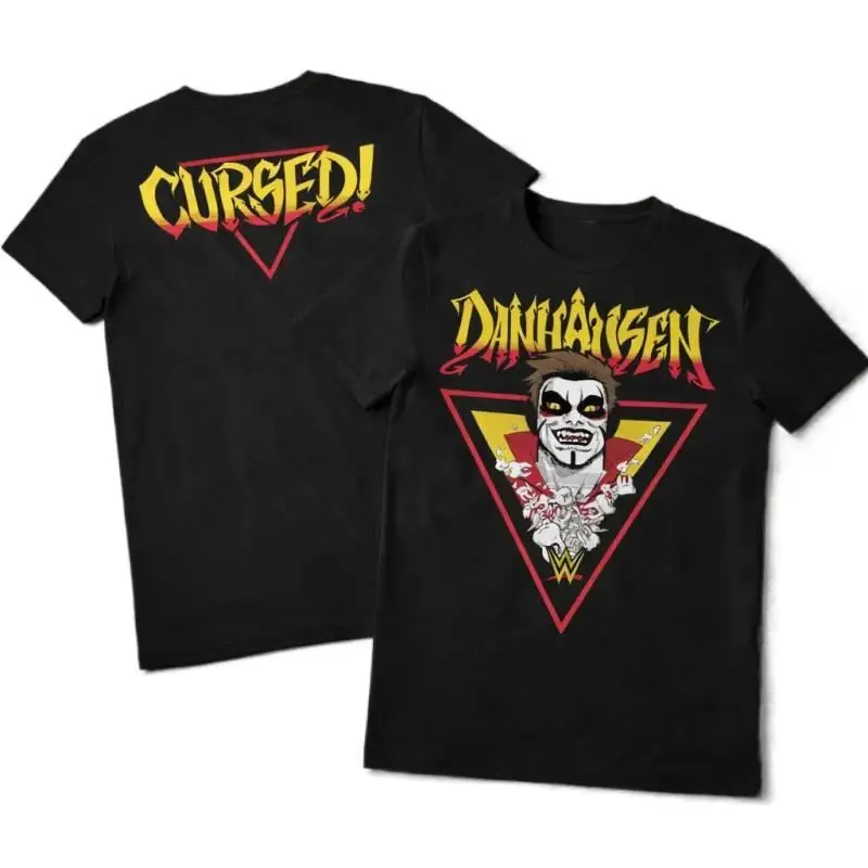 🖤[Graphic Tee][100%cotton]Black Danhausen "Cursed" Graphic T-Shirt – Funny Horror Wrestling Tee, Gothic Meme Aesthetic Shirt, Spooky Humor Streetwear, Gift for Wrestling Fan or Halloween Lover, Unisex Cotton Tee, Casual Streetwear, Oversized Fan Apparel