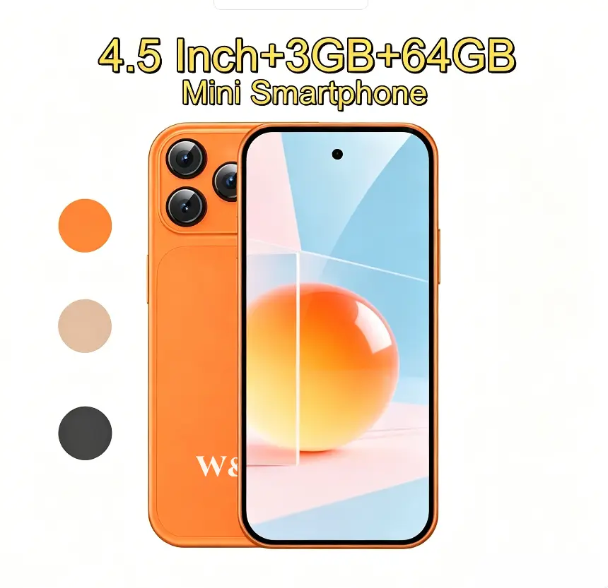 4.5 Inch Mini Dual SIM Android 14 Smartphone - 4000mAh Battery, 3GB RAM, 64GB Storage, Calling, GPS, Bluetooth, WiFi, Portable Micro Tiny Mobile Phone