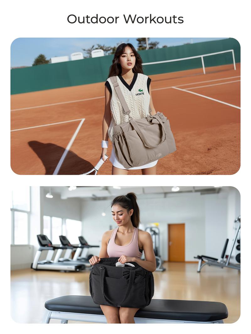 BAGSMART Crush Bow Tote Bag for Women 15.6" Laptop Friendly Lightweight Puffy Handbag with Removable Bow & Multiple Compartments for Travel Work Beach Gym 23L Capacity TikTokShopBlackFriday