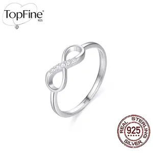Real 925 Sterling Silver Cubic Zirconia Infinity Symbol Wedding Band Engagement Party Rings for Ladies Fine Jewelry Gifts