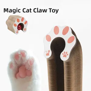 Magic Accordion Scratching Board Foldable Cute Toy Cat Claw Ceramic Ball Toy 3D No Shedding Fun for Cats, Adorable Pet Plaything Scratcher Board