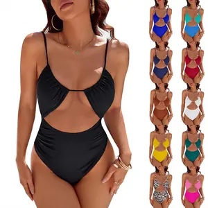 Women's One Piece Beach Swimsuit Tummy Control High Cut Out Sexy Flattering Cheeky Bathing Suit for Ladies Swimwear