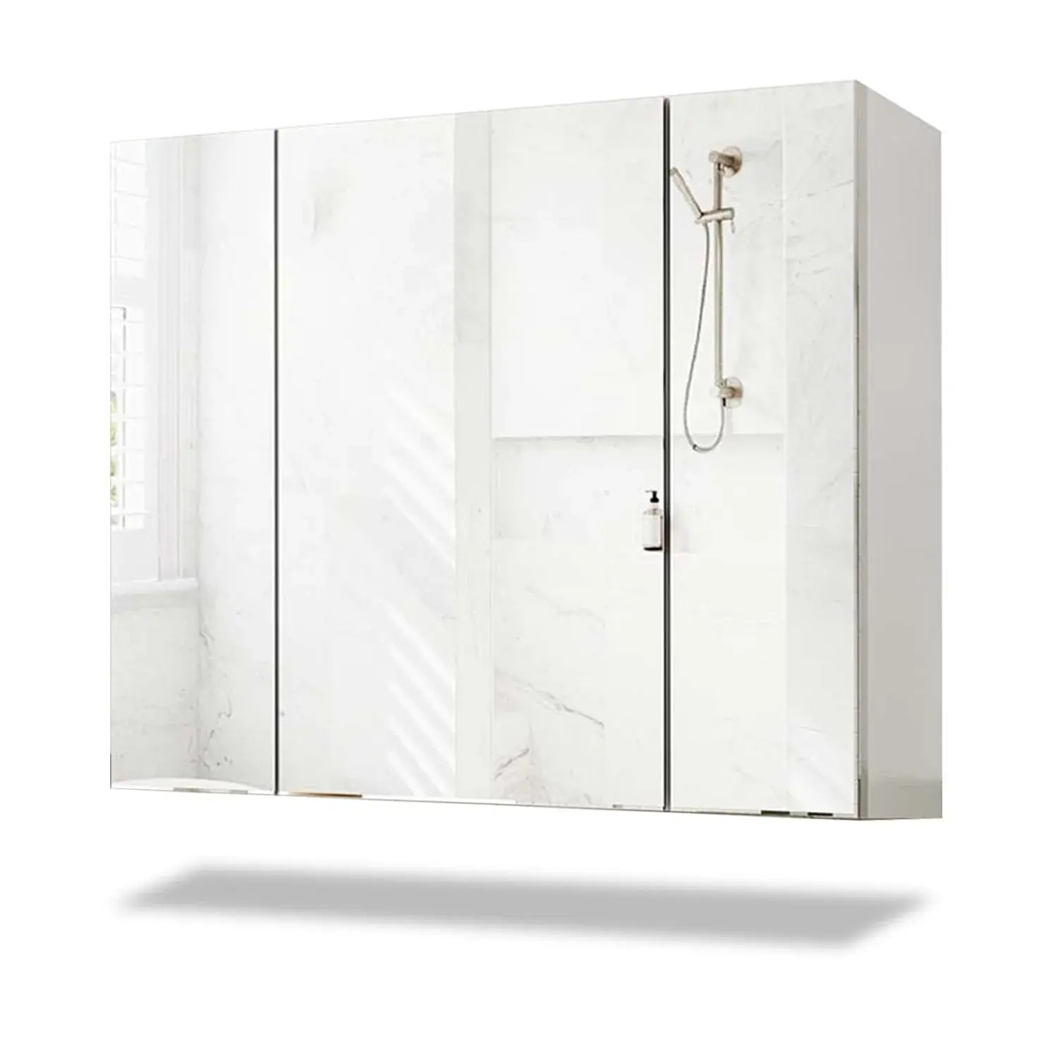 Sikaic 3 Doors Medicine Cabinet with Mirror White