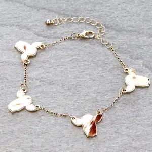 Brown Cowhide Cow Head Link Bracelet