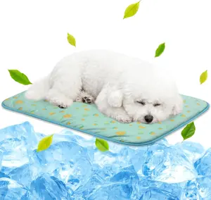 NEW  Pet Cooling Mat -Q-Max>0.345 Ice Silk Cooling Mat for Dogs & Cats Portable & Washable Pet Cooling Blanket, Car Seats, Beds for Summer (Green Fruit, 27'' X 20'' X 0.3'')