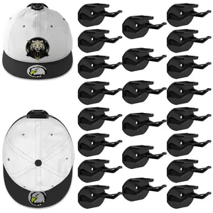 22 Pack Adhesive Hat Hooks for Wall, Super Strong Hat Rack for Baseball Caps, Minimalist Hat Organizer Display for Home Decor, Hat Hangers Holder for Wall, Door, Closet, No Drilling (Black)