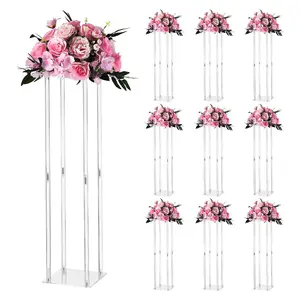 VEVOR Wedding Flower Stand, 10PCS 31.5-inch Column Flower Stand, Floral Stands with Acrylic Laminate, Cylindrical Cubic Floral Display Rack for Wedding, Party, Birthday, Home, Centerpiece Stands