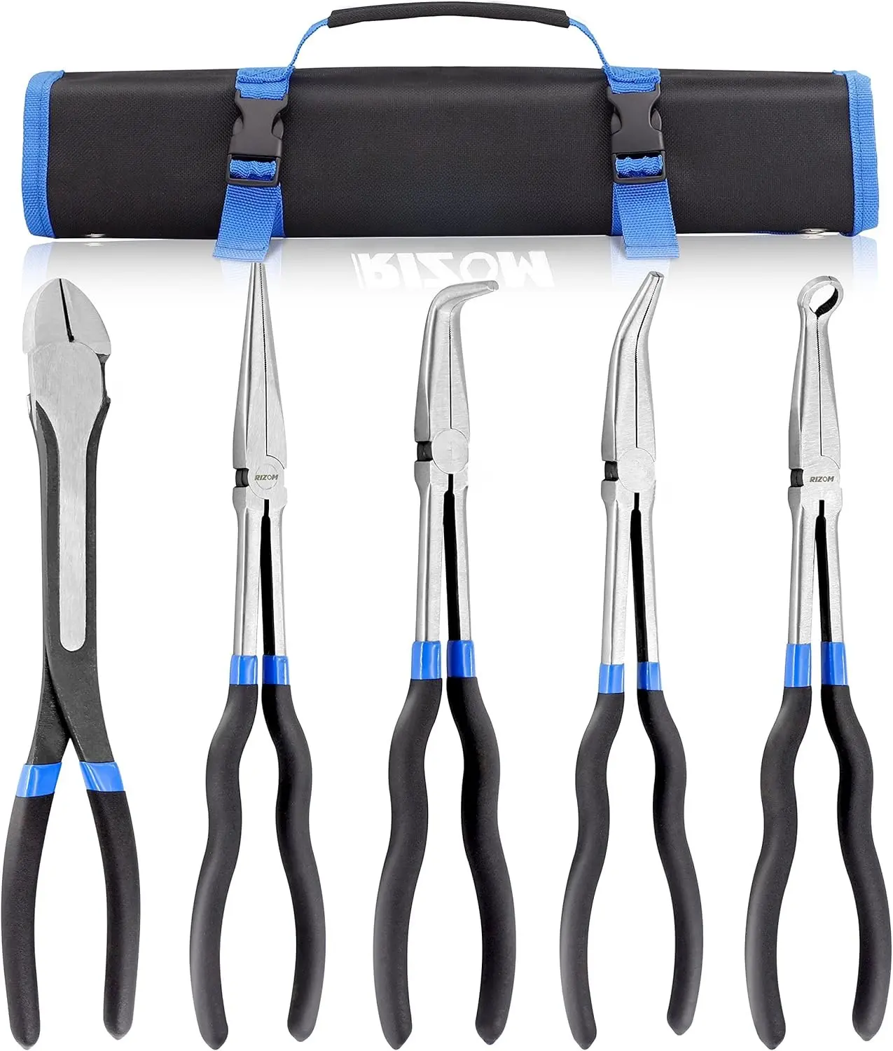 5- 11 Inch Long  Nose Pliers Set, Extra Long Reach Pliers Set, 45&90 Bent  Nose Pliers, Circle Nose and Diagonal Pliers for Narrow Spaces and Limited Areas