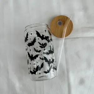 Spooky Bats Glass Cup 16oz