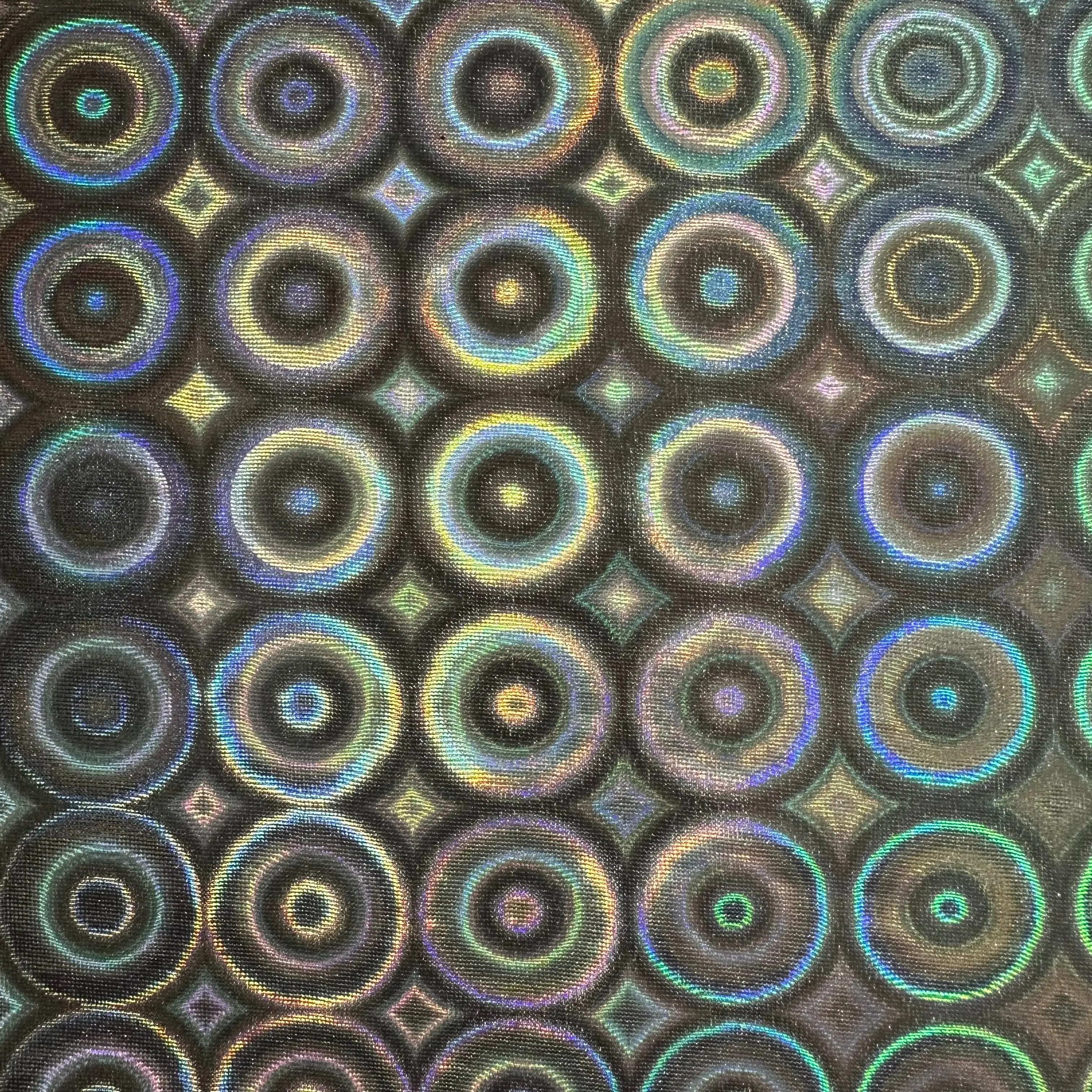 Glam Holographic Bull's Eye Fabric, Stretch Polyester Blend with 5% Spandex for Cosplay, Gymnastic Outfits, Cheer Costumes - Lightweight, 56/57 Inches Wide, Party Decorations, Luxury, Lightweight Design