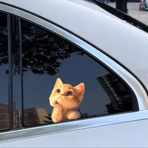 Rt266 PVC Car Sticker, Cute Cat Gazing at Sky, Weatherproof Decal for Cars, Motorcycles, Laptops, 2D Flat Sticker