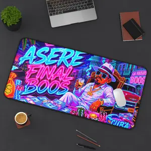 Asere Final Boos neon gangster Desk Mat | Retro Miami Vibe gaming mousepad