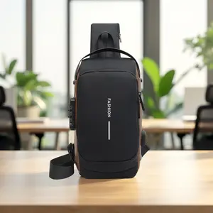 Combination Lock Anti-Theft Chest Bag for Men - Heavy-Duty Security Bag for Daily Outings, Cycling, and Business Travel, Expandable Compartment and Quick-Access Pocket for Convenience