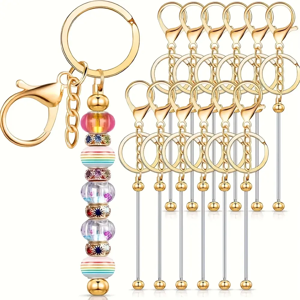 11-Pack Metal Keychain Bars, Minimalist Beading Rods Bulk Set, Keychain Accessory for DIY Crafting Projects