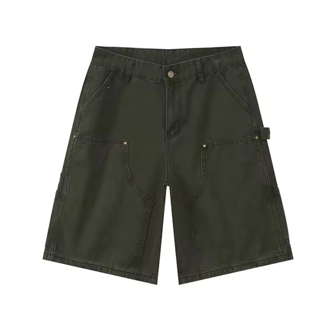 Army Green Double Knee Baggy Jorts