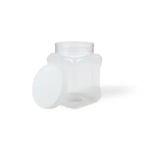 Food Storage Quart Jars & Lids - Durable Reusable Plastic Jars with Self-Resealing Lids for Dry Goods Spices & Baking Ingredients