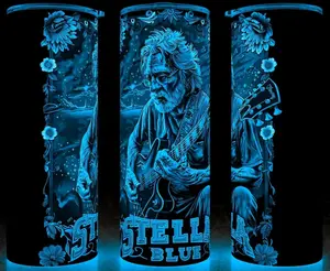 Glow in the Dark Grateful Dead Jerry Garcia Stella Blue Rock N Roll Cup Mug Tumbler 20oz- Stainless Steel, Rock n Roll Fans, Modern Drinkware - Washable Classic Flasks Plastic Reusable