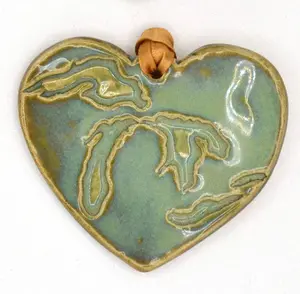Heart of Michigan Tile Ornament Christmas Decor