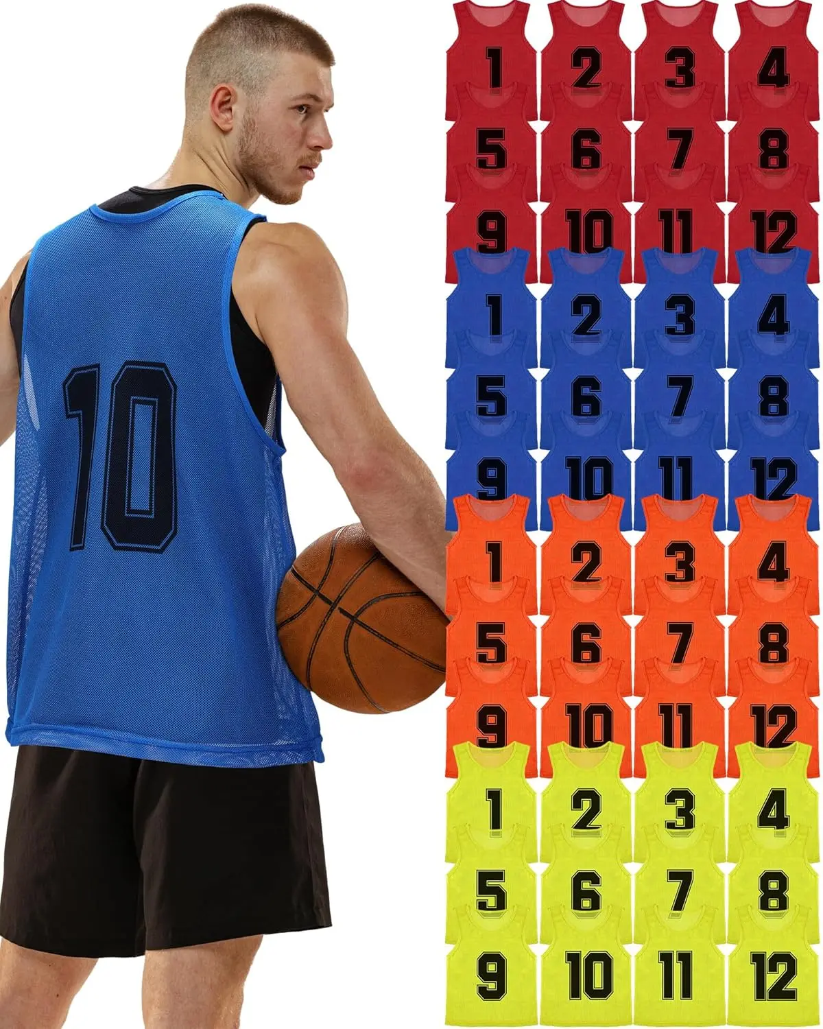 Suhine 48 Pcs Adult Pinnies for Sport Soccer Nylon Mesh Scrimmage Vest Mesh Basketball Football Team(Cute Color,XXL)