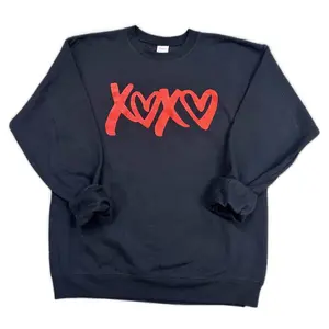 XOXO Metallic Red Graphic Sweatshirt Hanes EcoSmart Black or Pink Women's Casual Wear