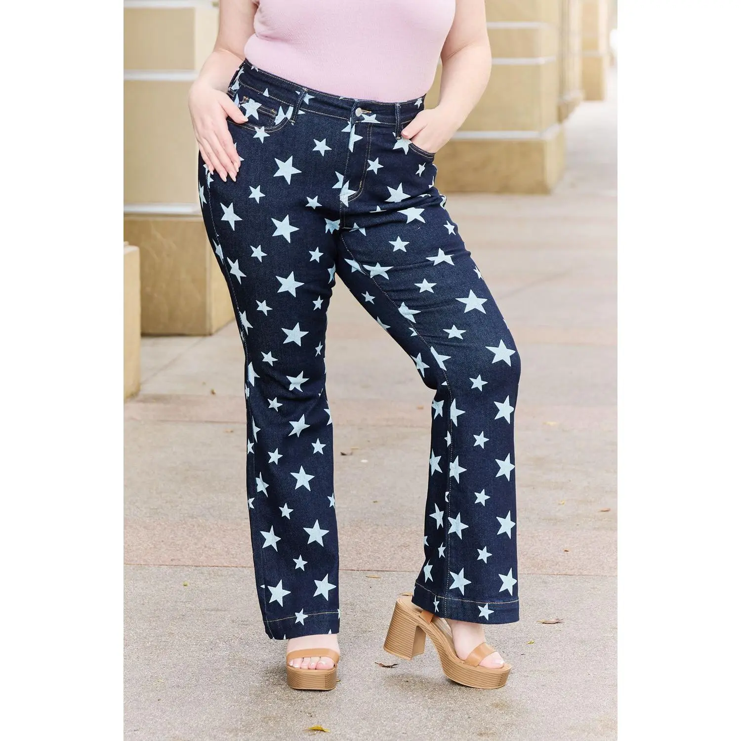 Judy Blue Janelle High Waist Star Print Flare Jeans
