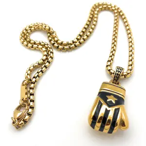 Papiichulo Gold & Black Boxing Glove Necklace Small necklace jewelry
