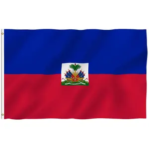 3x5 ft Haitian flag - vibrant colors, UV fading resistant - canvas flag head, double-stitched - Haitian flag, polyester, with brass buttonholes, 3 x 5 ft