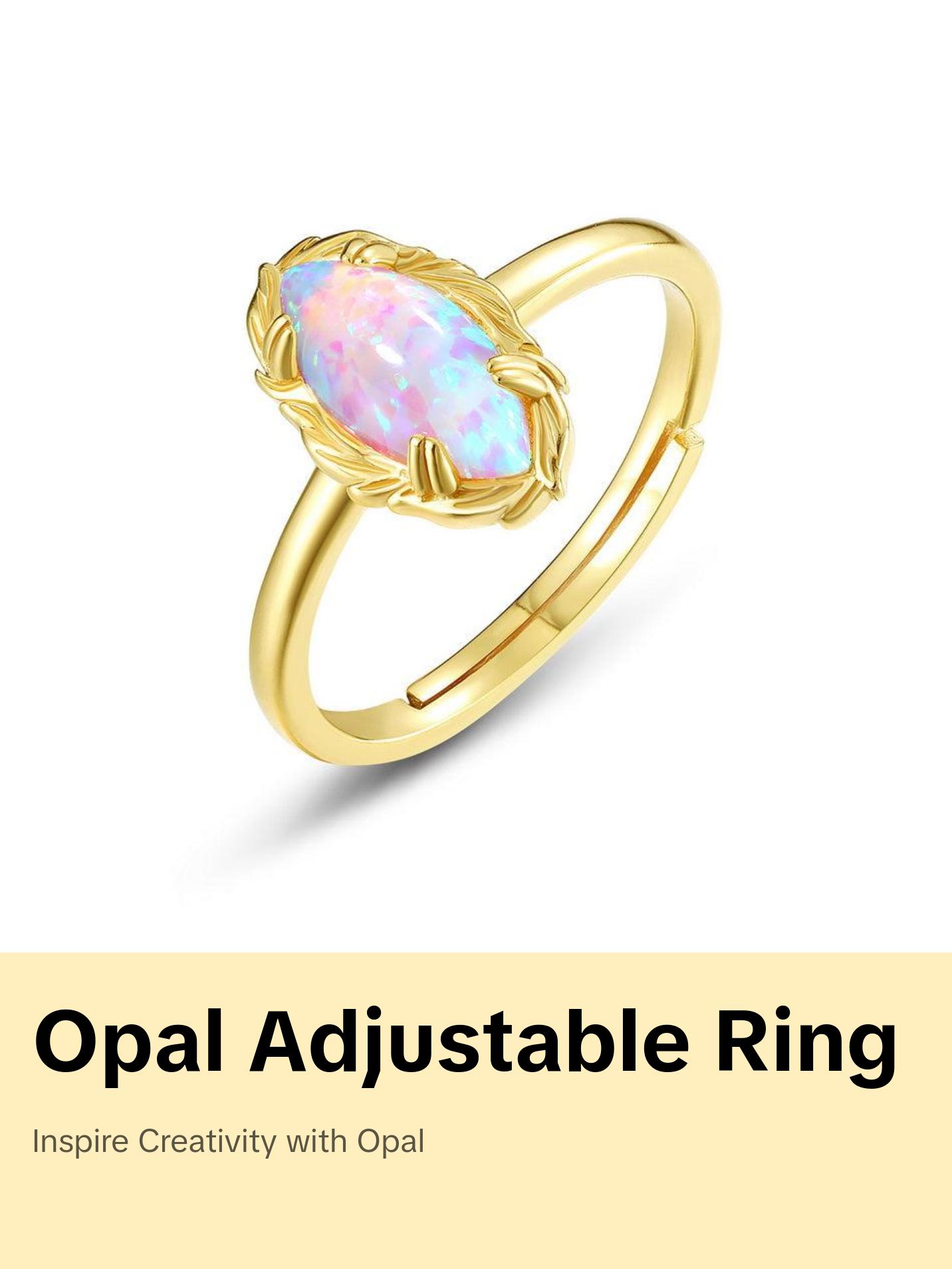Opal Marquise Cut Adjustable Ring