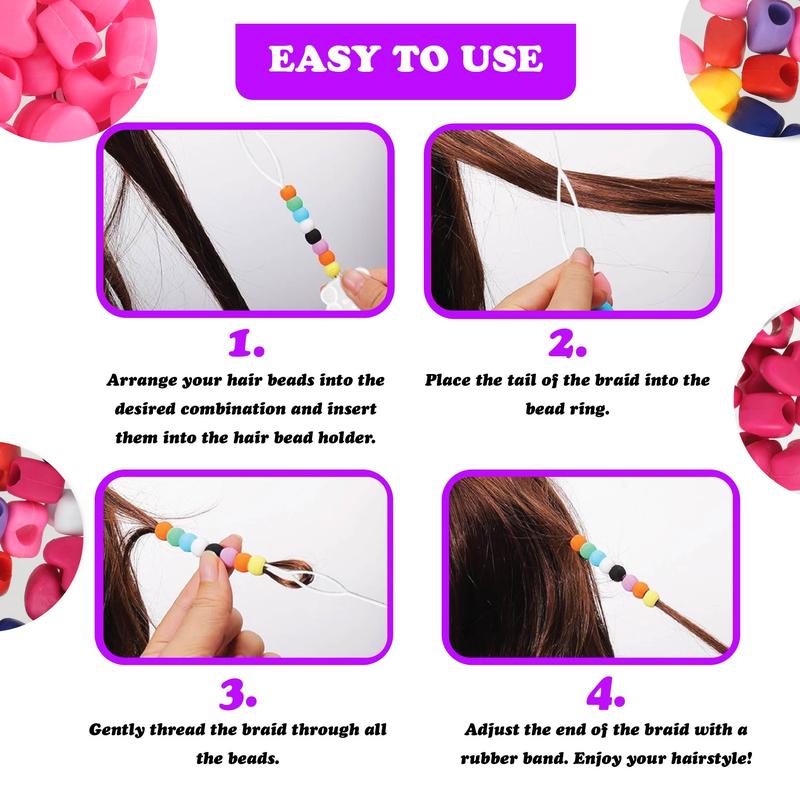 2 Pack Heart Shaped Silicone Hair Beads – 70 PCS 16mm, Premium Soft Rubber, Noiseless, Painless, Light for Women Girls Stylish Braiding