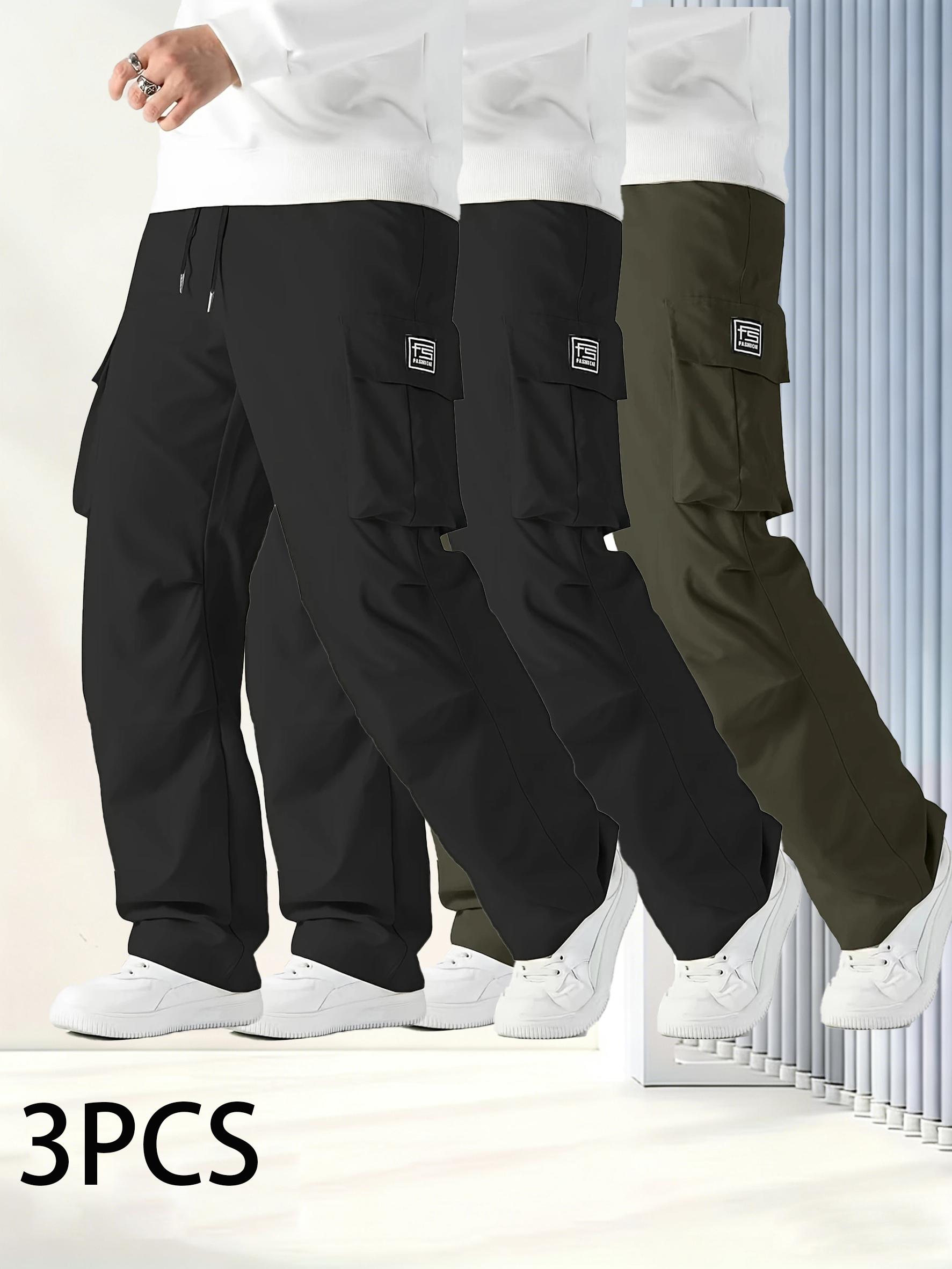 3 Pack Men's Tactical Cargo Pants, Elastic Waistband & Multi-Pocket Design, Perfect for Spring & Summer, Ideal for Outdoor Activities