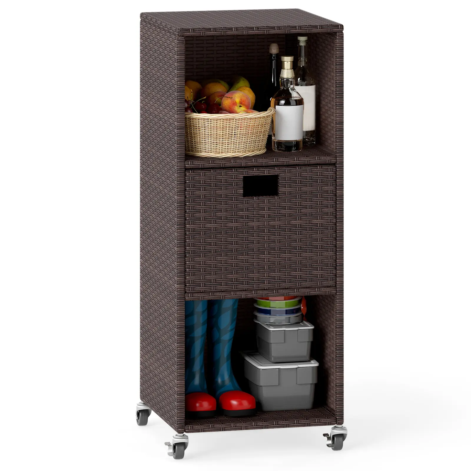 COSTWAY - Outdoor Storage Cabinet with Drawer and 3 Shelves for Backyard