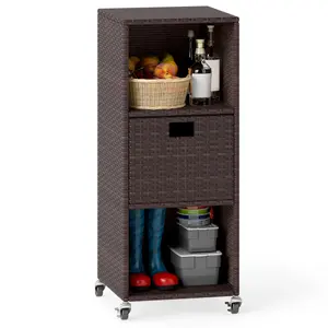 COSTWAY - Outdoor Storage Cabinet with Drawer and 3 Shelves for Backyard